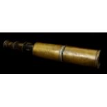 A Edwrd Petitpierre, Berling four draw telescope, black with brass external case, eye piece draw