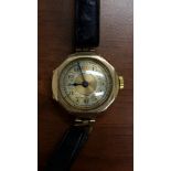 A ladies octagonal wristwatch, 15 jewel Swiss movement, 9k, case stamped 375, LA 659583