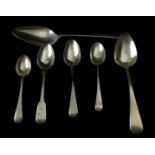 Six items of silver flatware comprising serving spoon, Reed & Barton, Sterling; one dessert spoon
