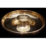 Royal Navy Interest - A silver circular dish, the centre with capstan form button cast, with a naval