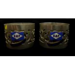 Elders & Fyffes Shipping Line - two silver plated base metal napkin rings with enamelled flag detail