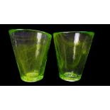 Ulrika Hydman Vallien for Kosta Boda, Mine pattern tumblers of swirled lime green colour, marked UHV