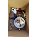 Box Lot - including a Hornsea pottery storage jar; a blue printed chamber pot; an imported inhaler