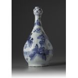 A blue and white garlic-head vase