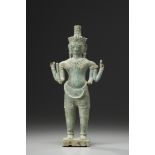 A bronze Khmer figure of Vishnu