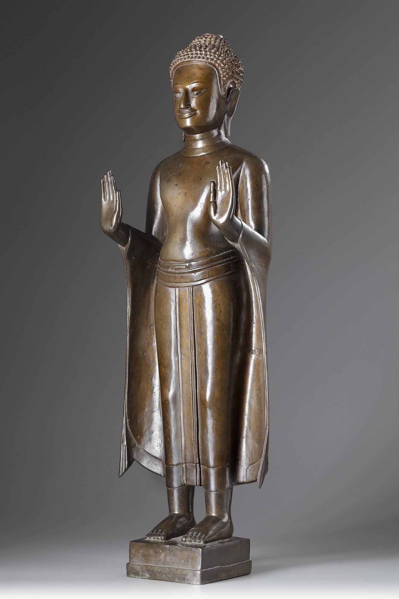 A Large Thai Standing Bronze Buddha - Image 2 of 7