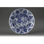 A blue and white dish