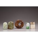 Five jade, jadeite and hardstone carvings