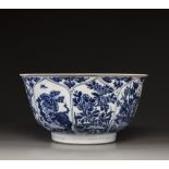 A large blue and white 'floral' bowl