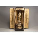 A large Japanese gilt wood figure of Amida Nyorai with zushi