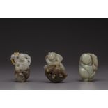 Three jade figural carvings