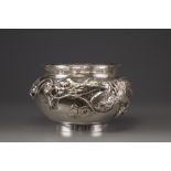 A silver dragon' foliate rim punch bowl