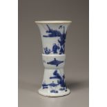 A blue and white flaring vase, gu