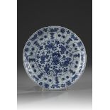 A blue and white dish