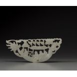 A white jade 'dragonboat' plaque