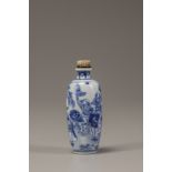 A blue and white 'foreign tribute bearers' snuff bottle