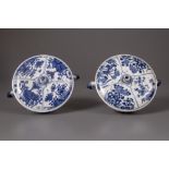 A matched pair of Chinese blue and white tureens with covers