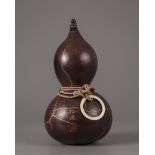 A Japanese double-gourd, calabas with gold-lacquer reparation 'Kintsugi'