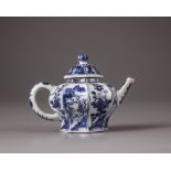 A Chinese blue and white moulded octagonal teapot and cover