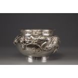 A silver ‘dragon' foliate rim punch bowl