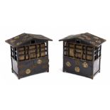 A rare set of two portable black lacquered bento boxes