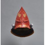 Red lacquered helmet in the shape of an eboshi-hat