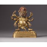 A gilt bronze figure of Mahakala Vajra