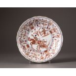 A Chinese imari moulded barbed-rim 'hunting' plate