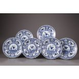 Six Chinese blue and white 'boys' dishes