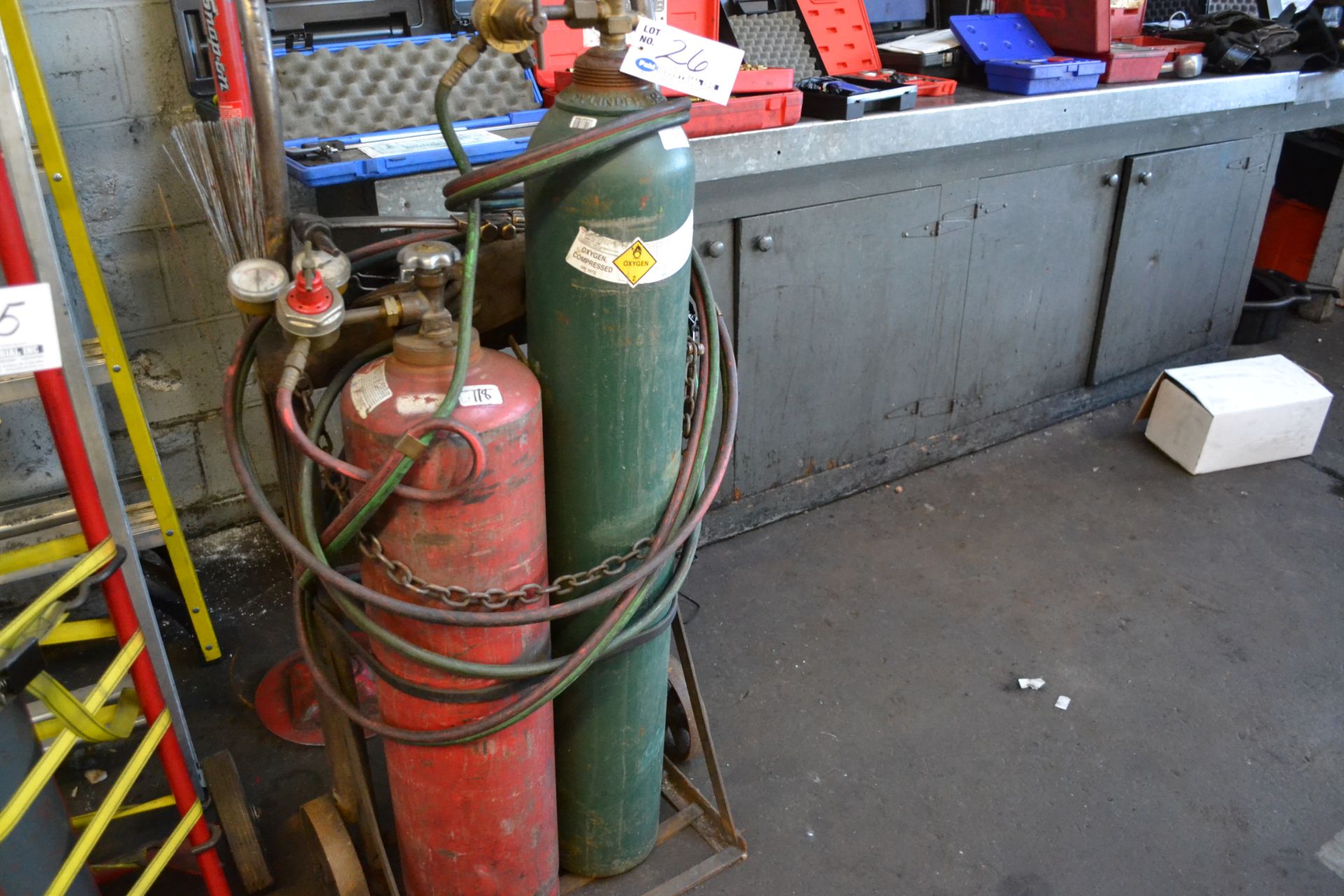 Oxyacetylene Set with bottles, hose, torch and Cart