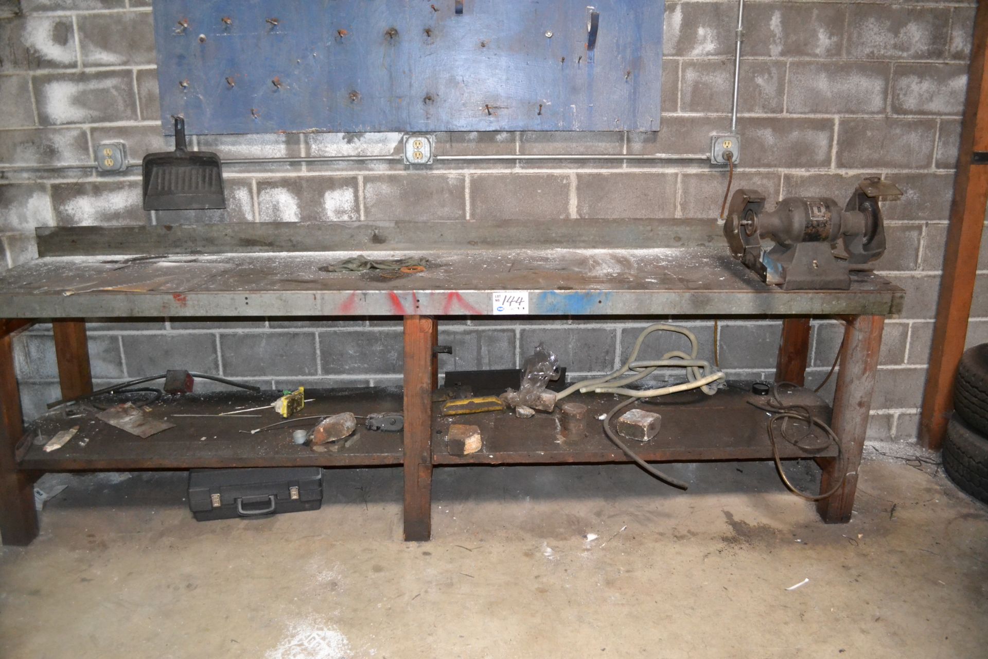 2.5' X 12' Metal Top Bench with Milwaukee 1/2 hp Grinder