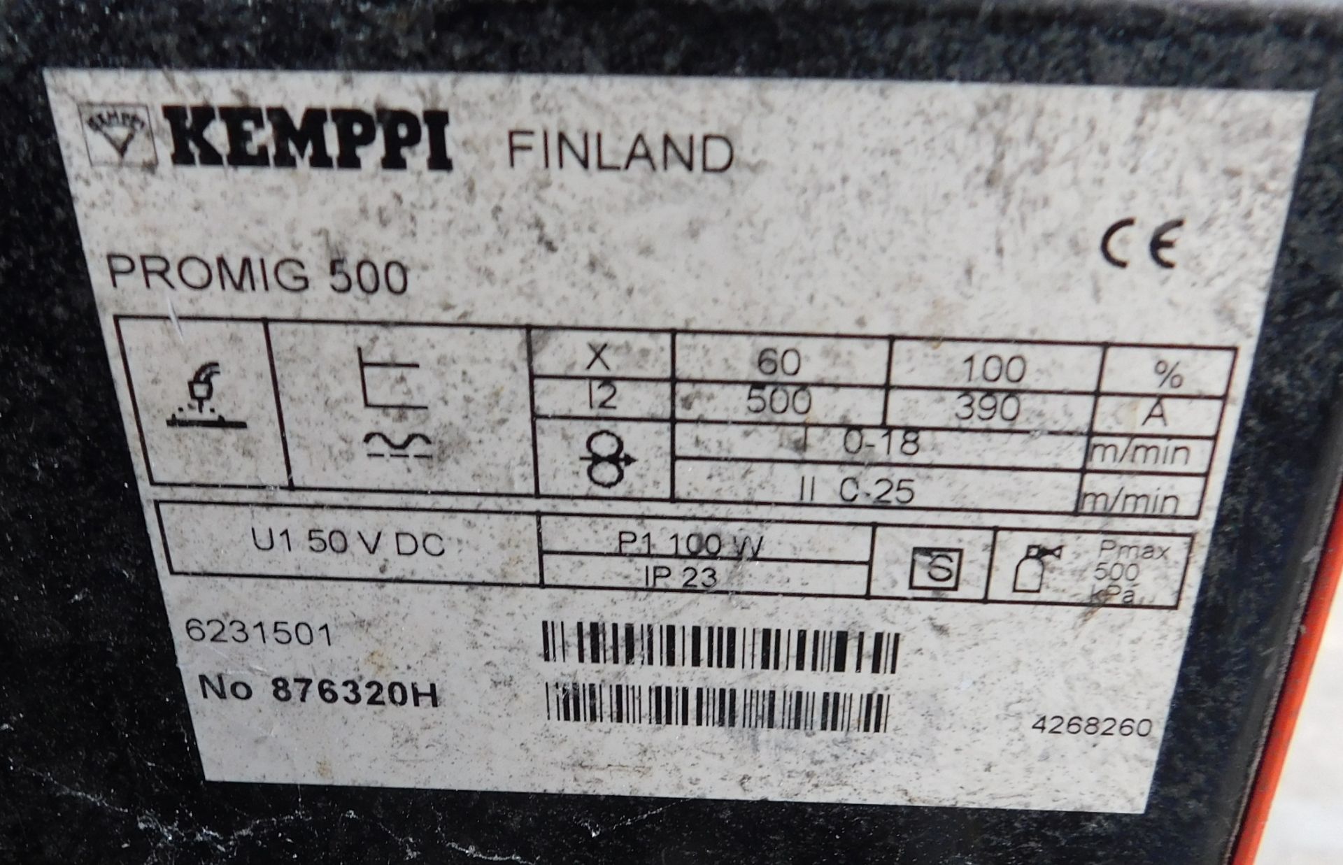 Kemppi MIG 3000 MIG Welder with Kemppi Promig MIG300 Wire Feed Unit, with Torch, Earth Lead & Gauge, - Image 5 of 5