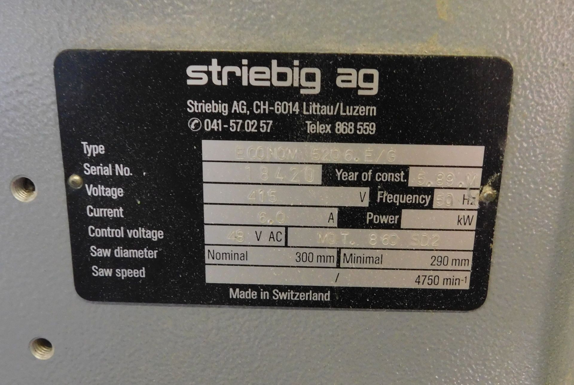 Striebig Econom 5206.E/G Vertical Panel Saw, s/n 18420 - Image 3 of 4