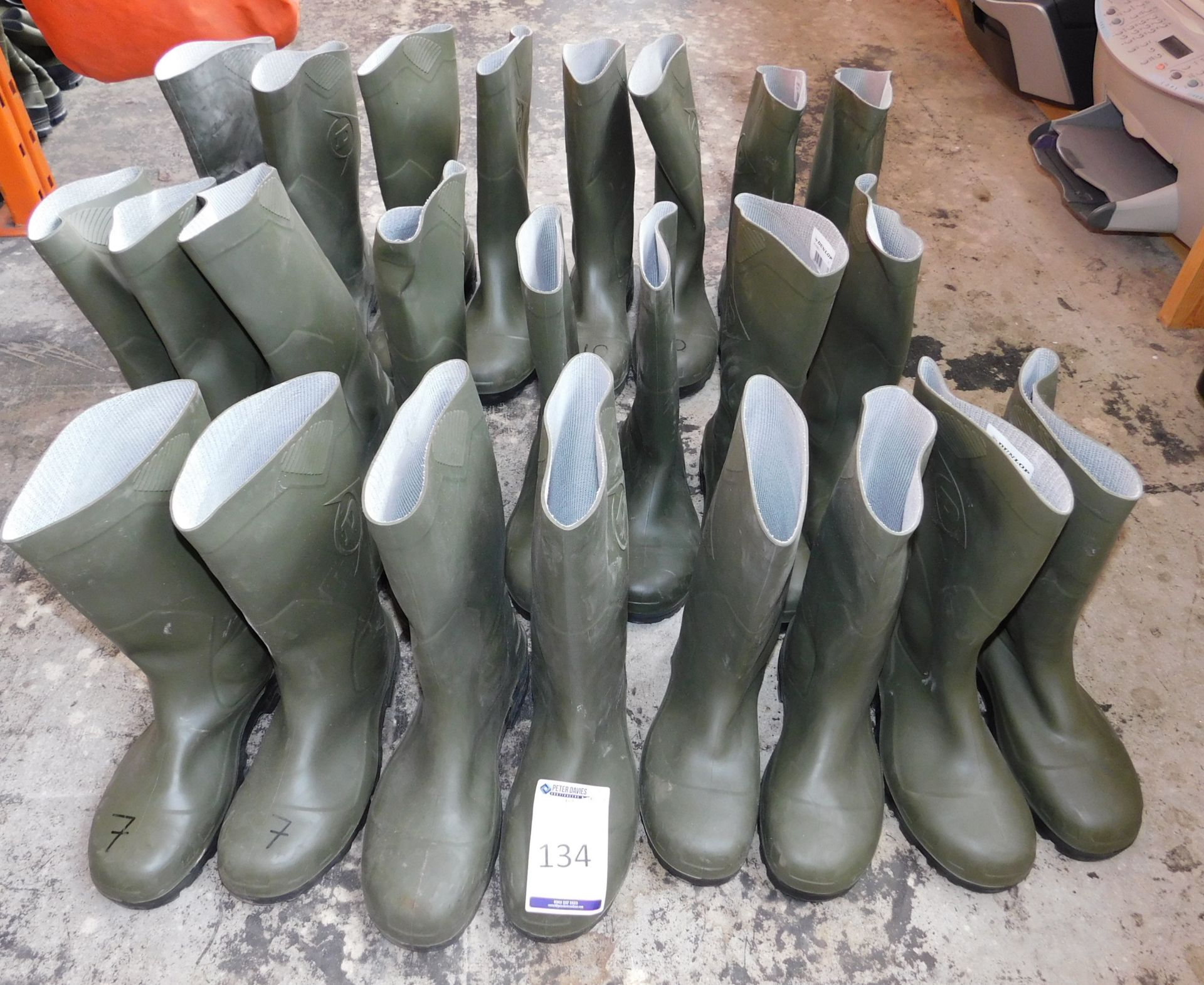 12 Pairs of Dunlop Steel Toe Capped Wellington Boots (Various Sizes)
