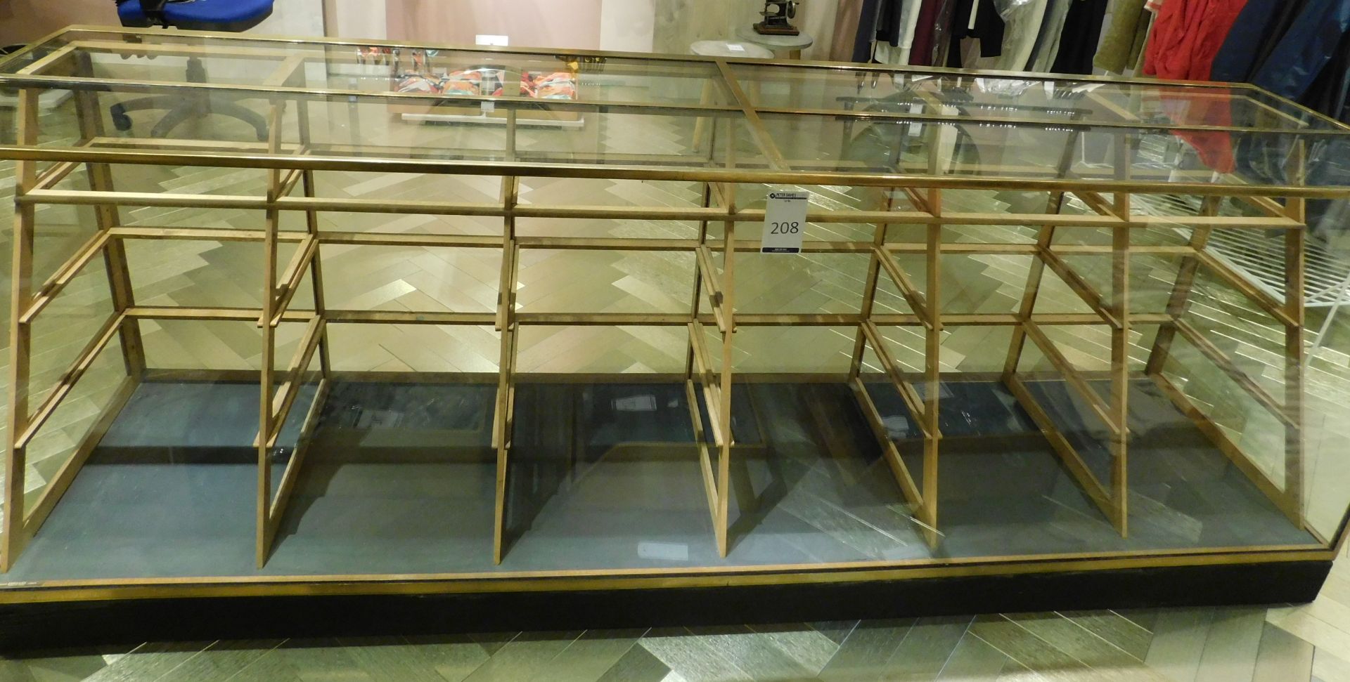 1930’s Style Brass Framed Multi-Drawer Glass Counter Unit (Located at 155 Farringdon Road, London,