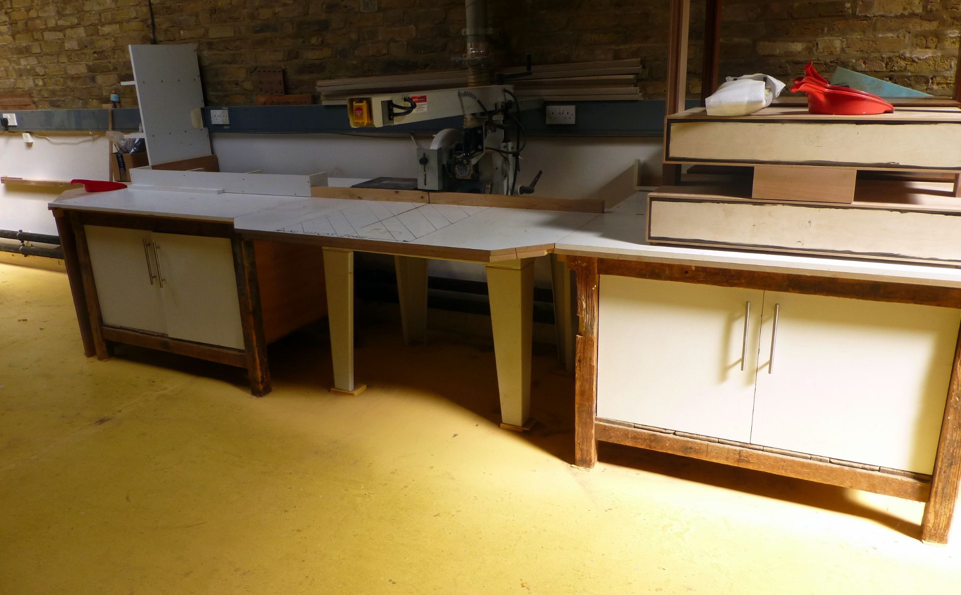 Stromab Pullover 500mm Crosscut Saw with Wooden Worktables/Cupboard Units (located at Old Dairy - Image 3 of 4