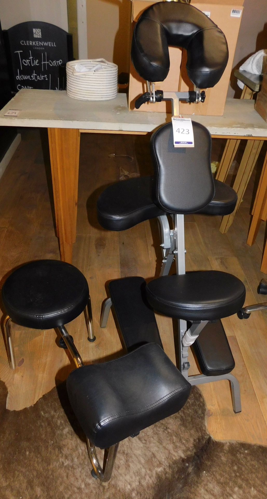 Folding Massage Chair & Stool (Located at 155 Farringdon Road, London, EC1R 3AF)