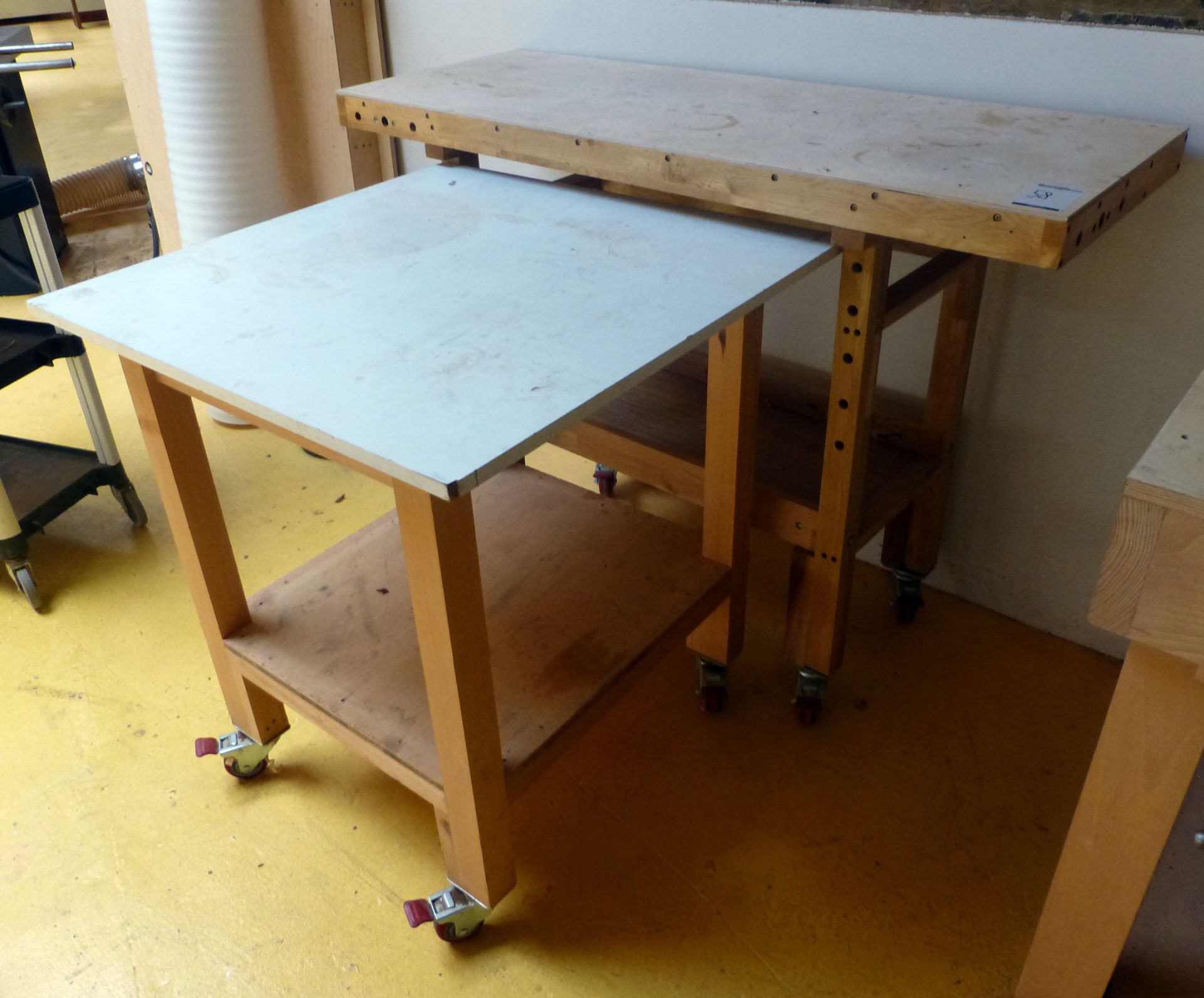 Mobile Workbench (1370mm x 500mm) & Mobile Work Table (800mm2) (located at Old Dairy Court, 17 - Bild 2 aus 2