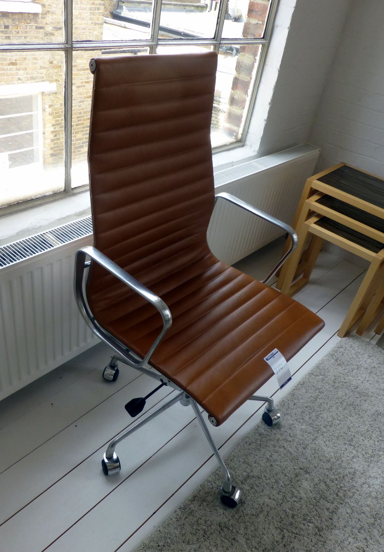 Swivel Armchair, Tan Leather (located at 1st floor, Old Dairy Court, 17 Crouch Hill, Stroud Green,