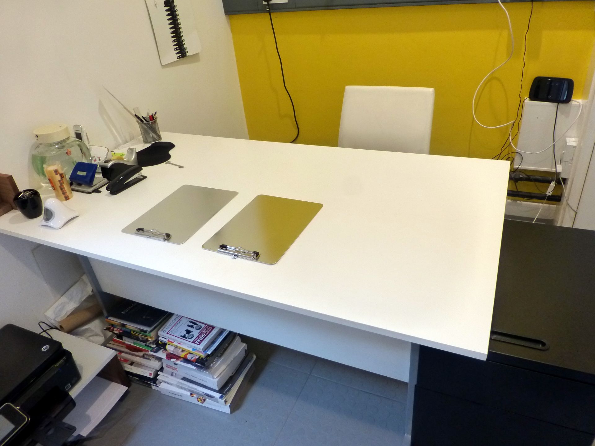 Contents of Office to include, HP Photosmart 6520 Multi-Function Centre, White Melamine Desk with