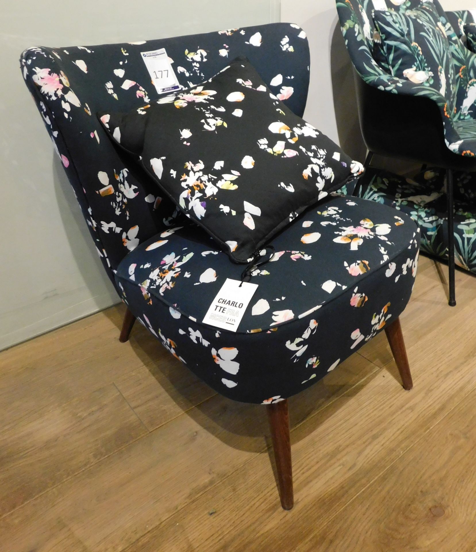 Single Easy Chair, Flora/Black Upholstery (Located at 155 Farringdon Road, London, EC1R 3AF) - Image 2 of 2