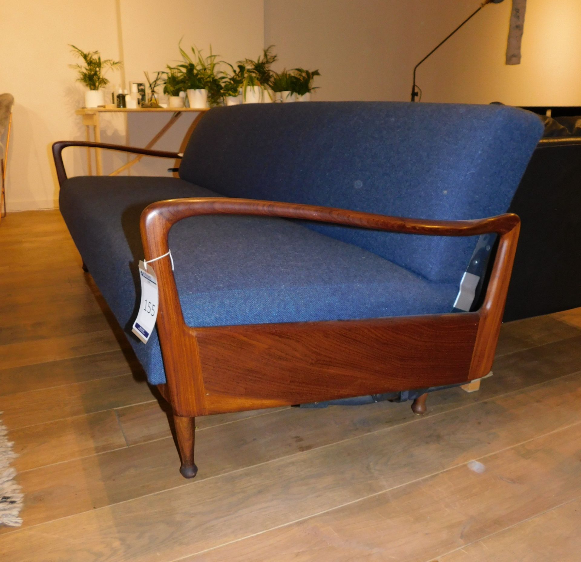 1950’s Style Teak Effect Framed Bed Settee With Shaped Arms (Retail £4,500) (Located at 155 - Image 3 of 3