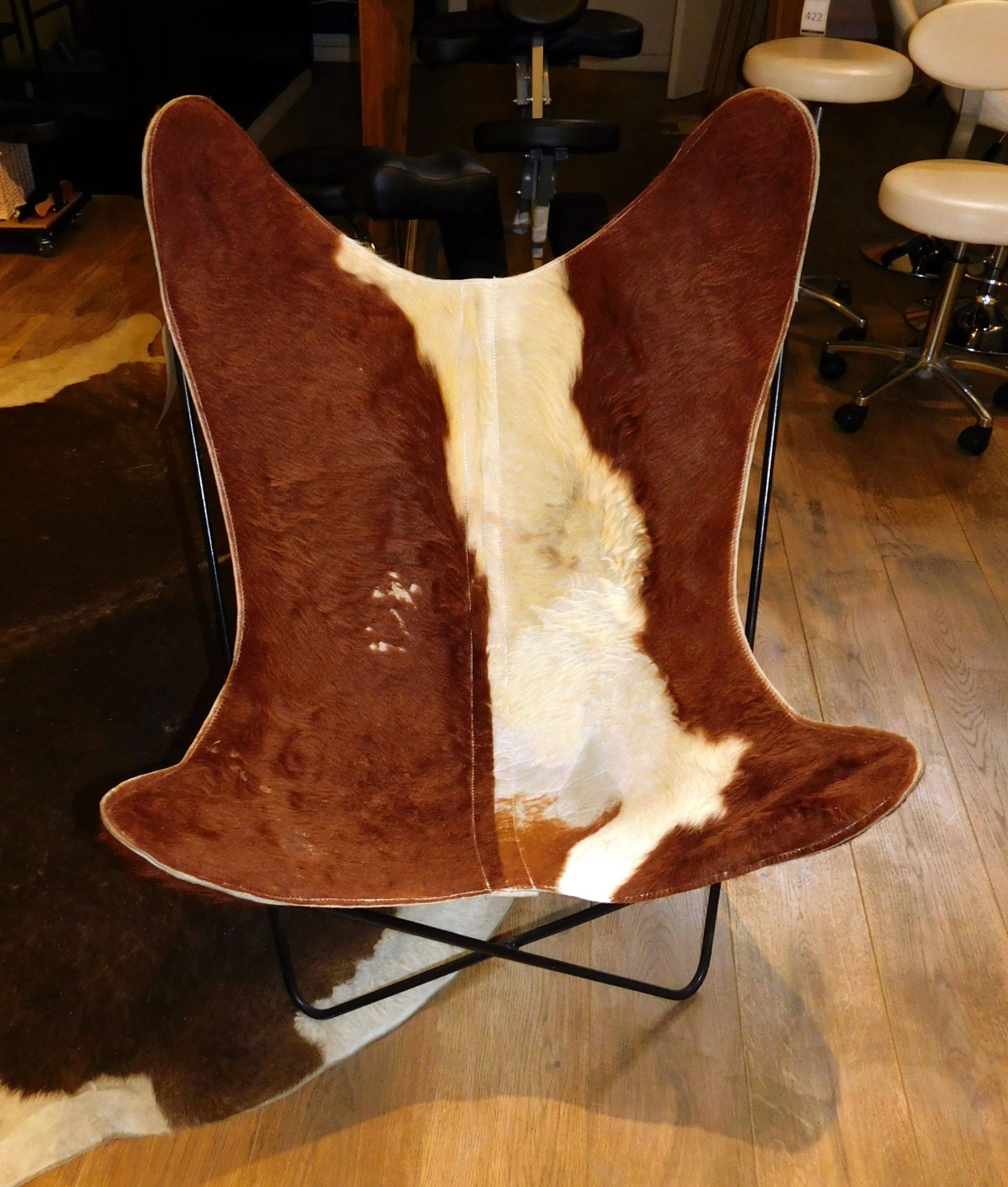 Vintage Style Metal Framed Butterfly Hide Chair (Retail £600) (Located at 155 Farringdon Road,