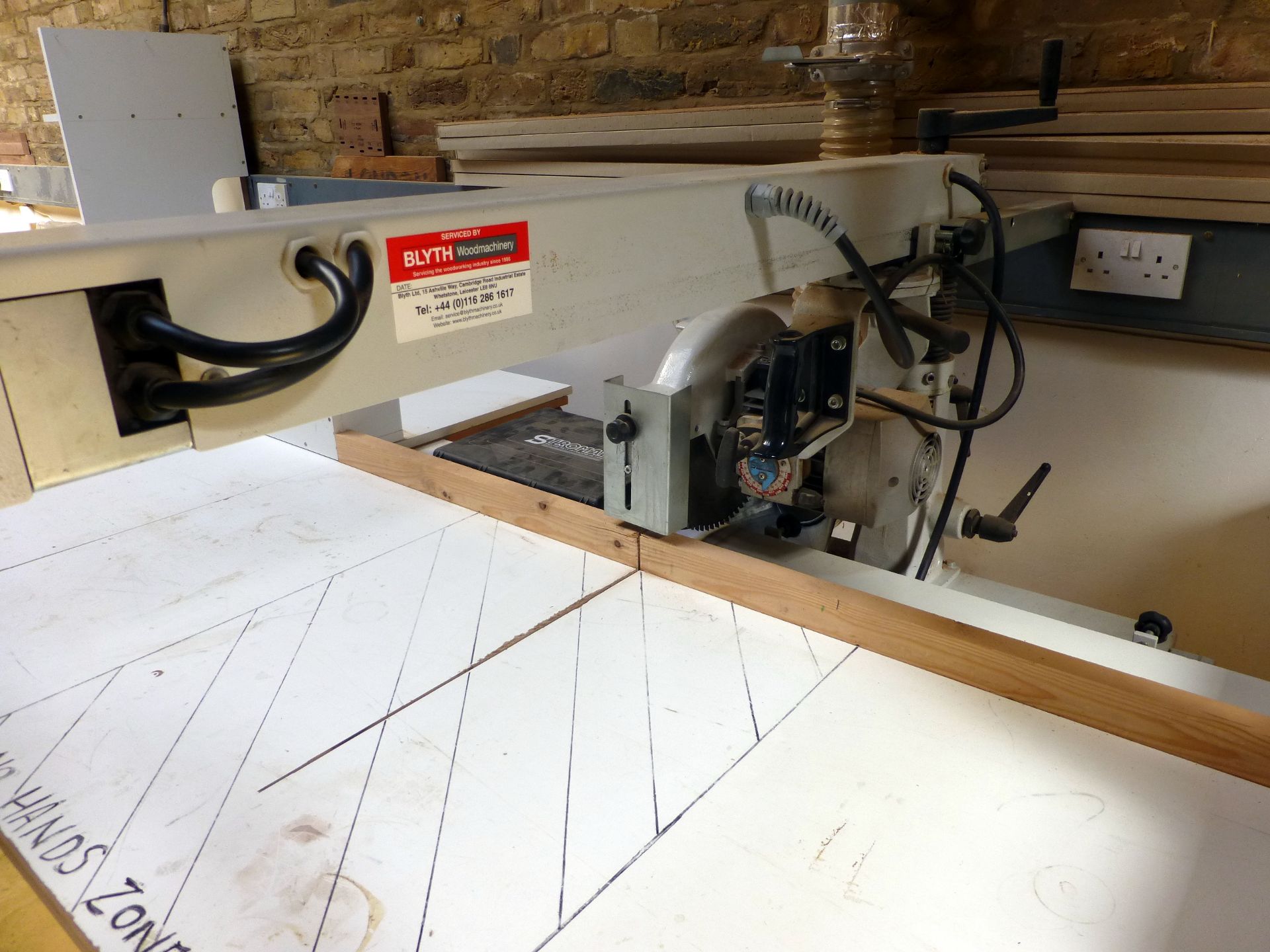 Stromab Pullover 500mm Crosscut Saw with Wooden Worktables/Cupboard Units (located at Old Dairy - Image 2 of 4