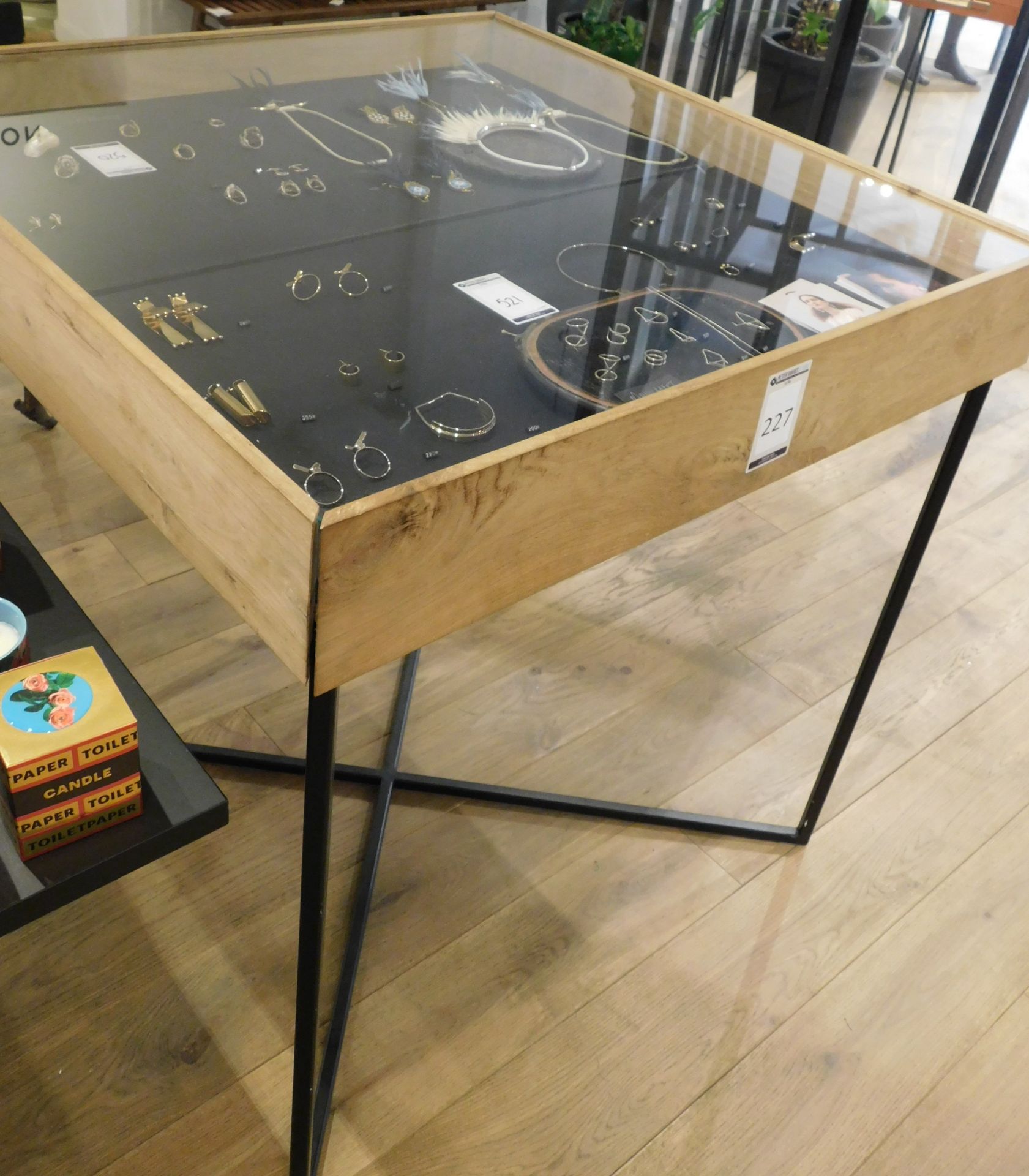 Bleached Wood Specimen Cabinet on Metal Supports & Cross Stretcher Rails (contents not included) ( - Image 3 of 3