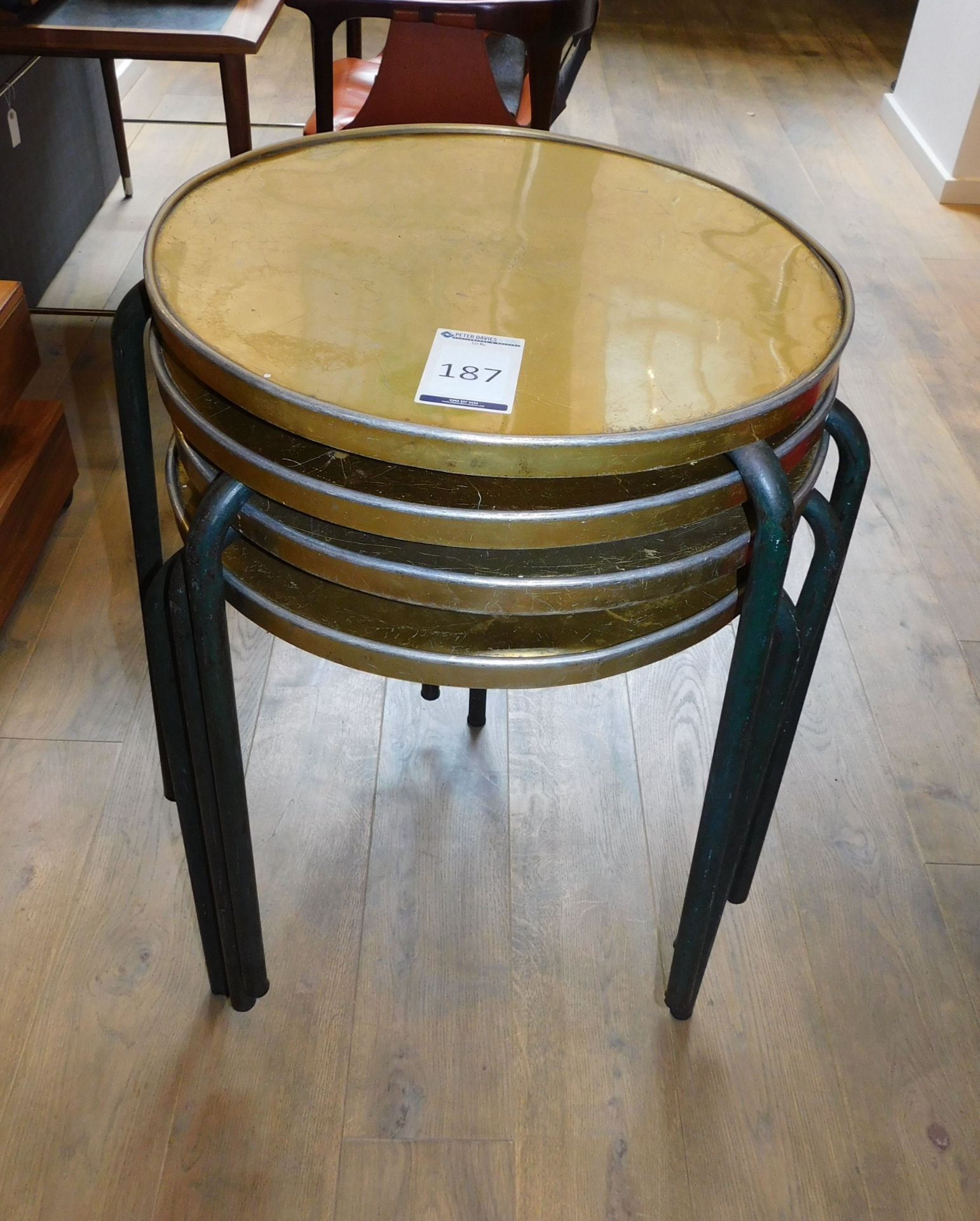 4 Circular Coffee Tables on Metal Supports (Located at 155 Farringdon Road, London, EC1R 3AF)