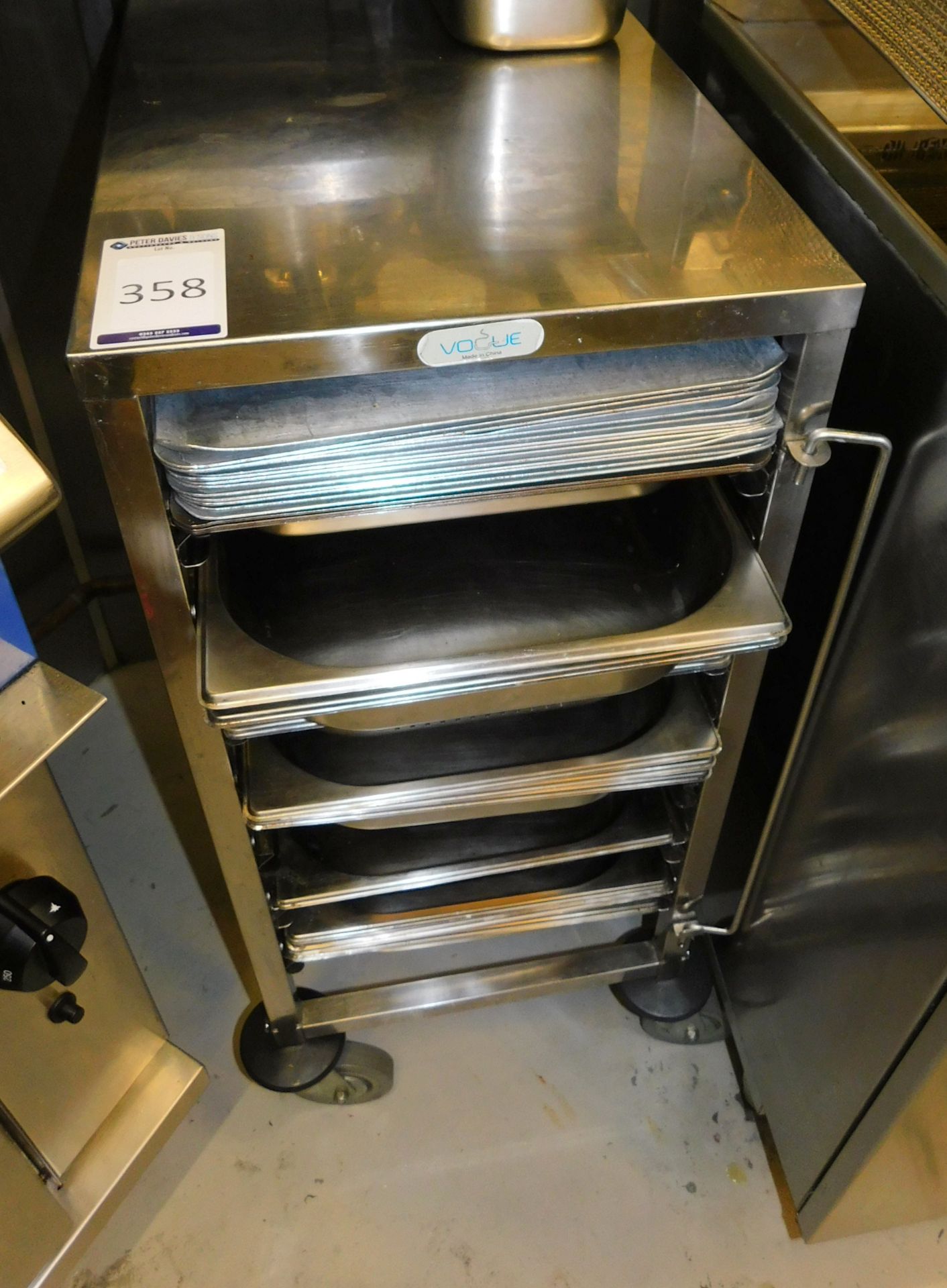 Vogue Mobile Stainless Steel Trolley & Quantity of Assorted Trays etc. (Located at 155 Farringdon