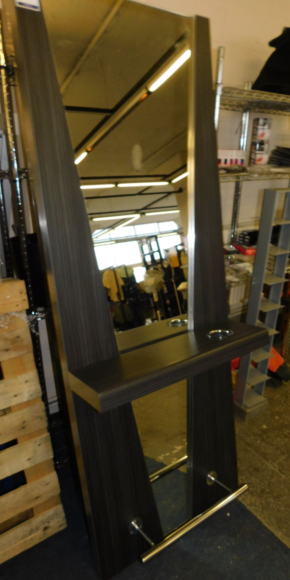 Dark Wood Effect Hair Stylist Mirror, 1910mm x 700mm (Located The Auction Complex, Houldsworth Mill,