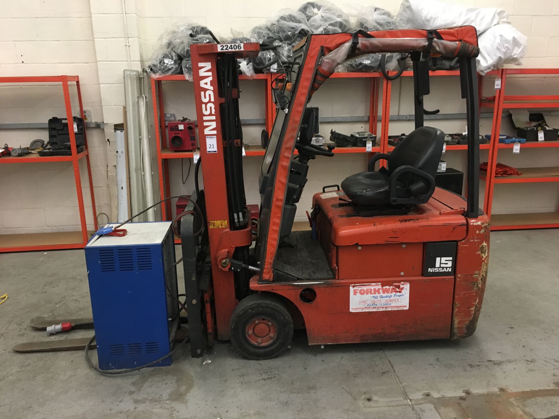 Nissan NO1L15HQ Sideshift Electric Forklift Truck, chassis number: E720836 with Charger (Please Note - Image 2 of 4