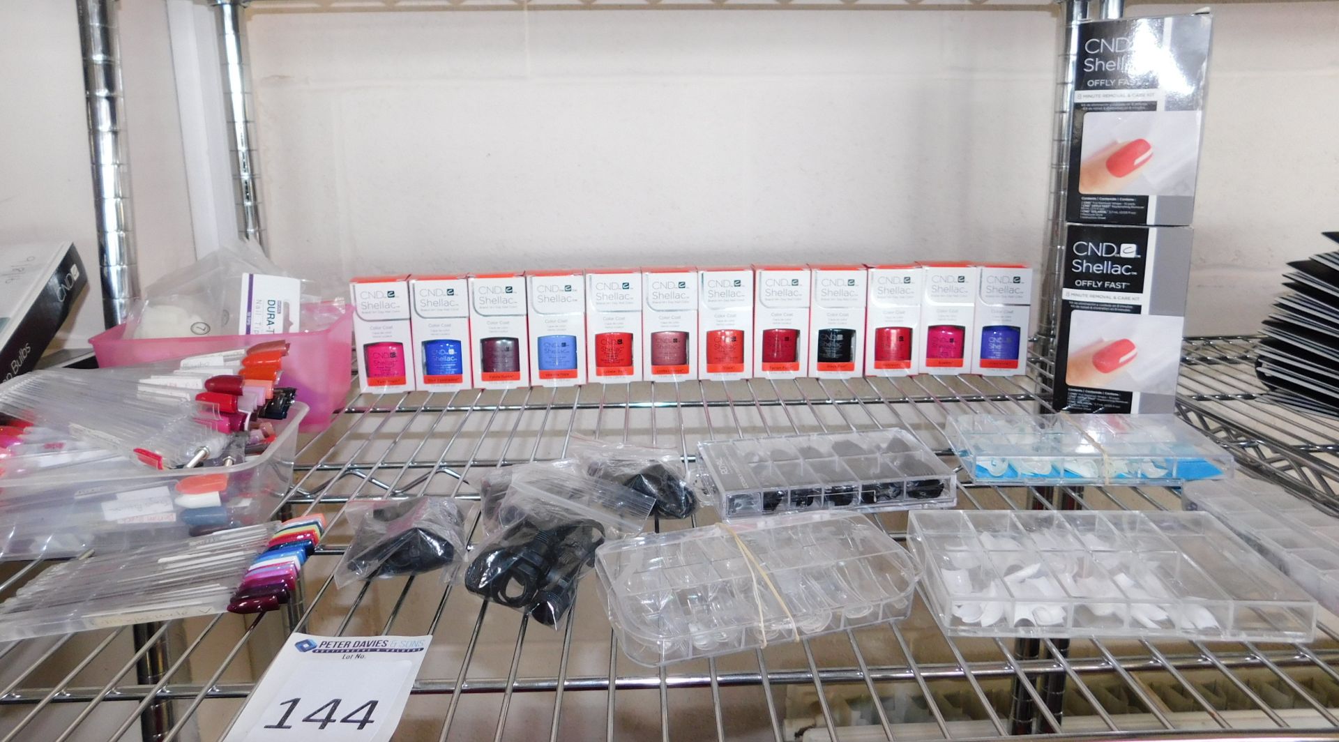 Contents of Shelf to include 15 Assorted CND Shellac Nail Products & Assorted Nail Accessories (